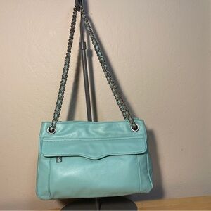 Rebecca Minkoff Swing Turquoise Leather Expandable Zip Convertible Crossbody